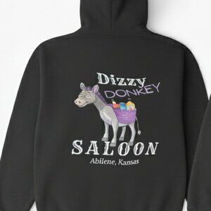 Dizzy Donkey Saloon Hoodie – Abilene Kansas Funny Bar Sweatshirt, Western Humor